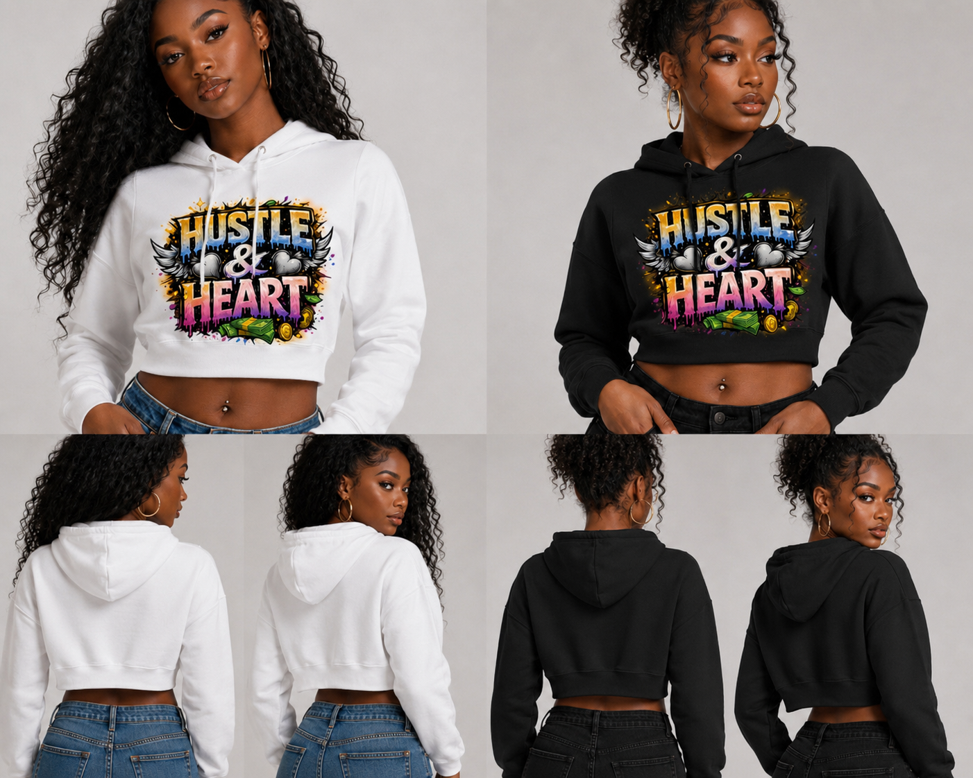 Hustle & Heart Crop Hoodie